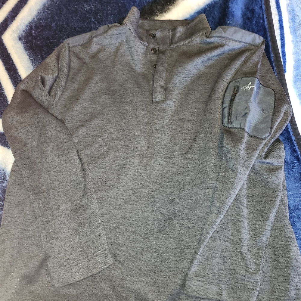 Greg Norman Black 1/4 Button Up Mock Pullover XL